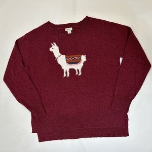 Sundance Small Red Fuzzy Llama Sweater Womens 50% Wool Laid Back Llama So Soft